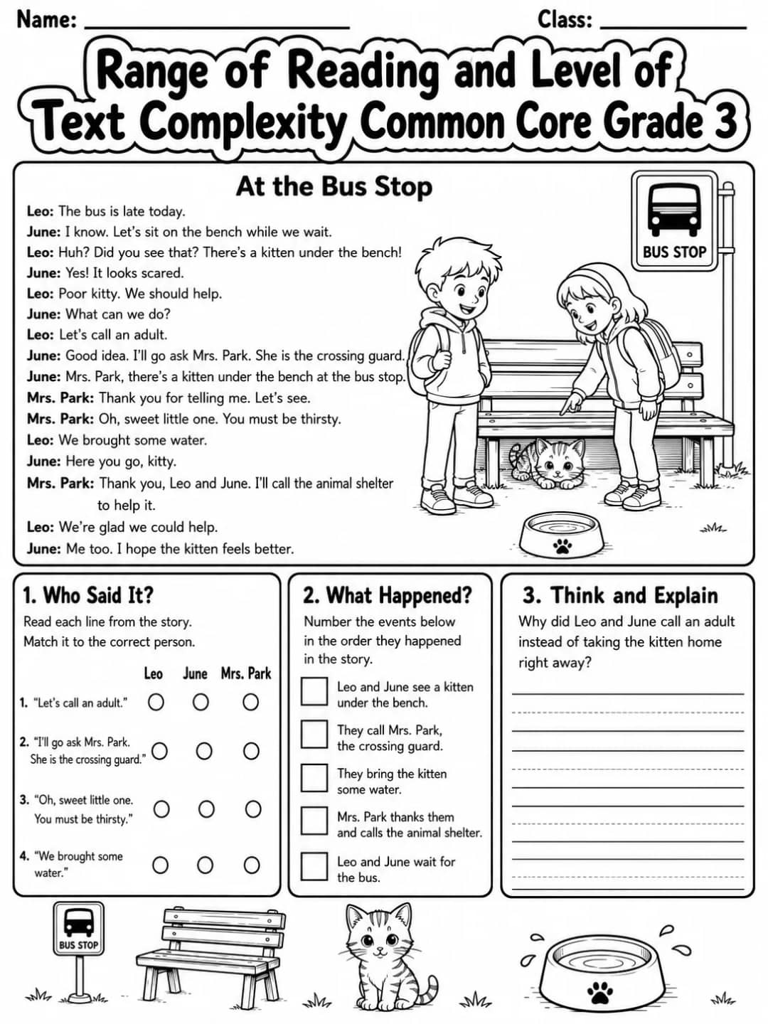 Range of Reading and Level of Text Complexity Common Core Grade 3 printable Common Core ELA Grade 3 worksheet preview from KiwiBee