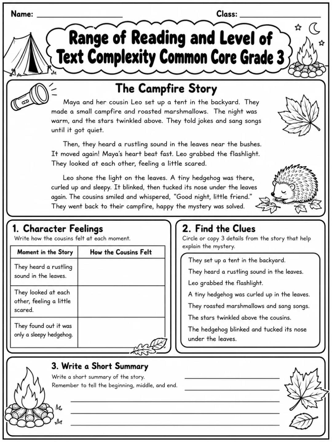Range of Reading and Level of Text Complexity Common Core Grade 3 printable Common Core ELA Grade 3 worksheet preview from KiwiBee