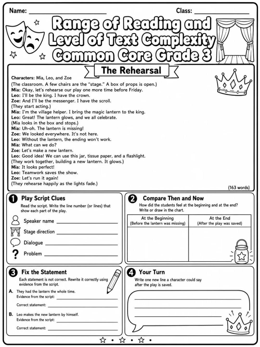Range of Reading and Level of Text Complexity Common Core Grade 3 printable Common Core ELA Grade 3 worksheet preview from KiwiBee