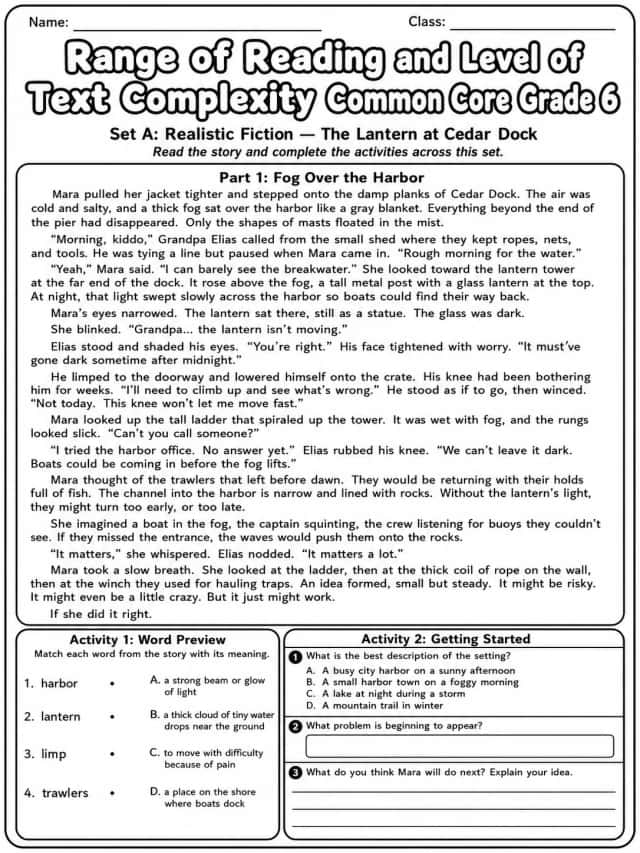 Range of Reading and Level of Text Complexity Common Core Grade 6