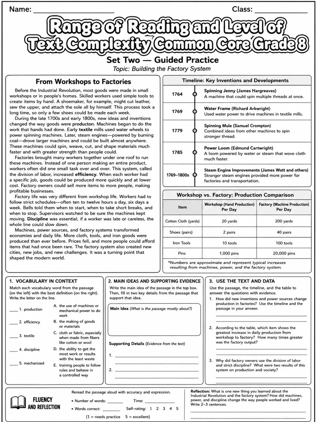 Range of Reading and Level of Text Complexity Common Core Grade 8 page 4 printable Common Core ELA worksheet preview