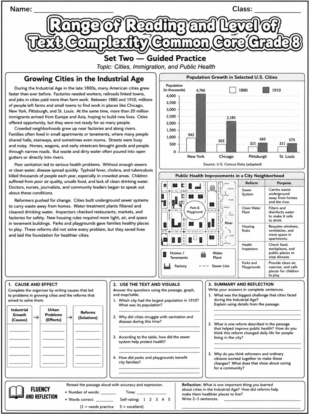 Range of Reading and Level of Text Complexity Common Core Grade 8 page 9 printable Common Core ELA worksheet preview