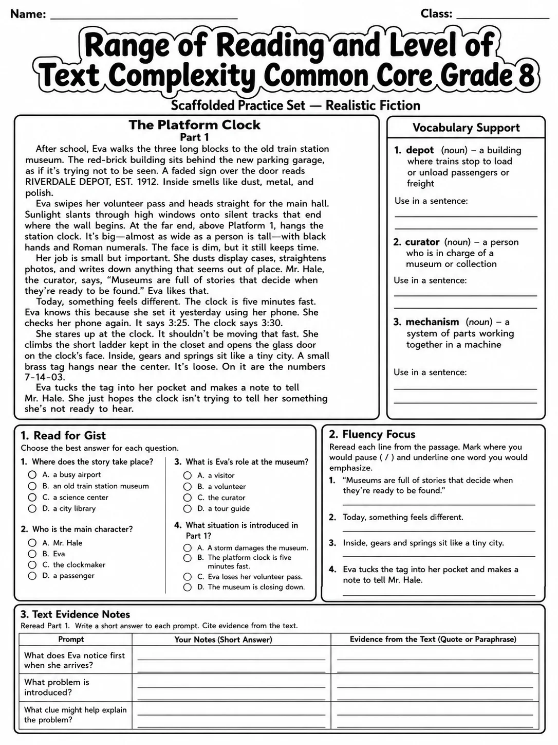 Range of Reading and Level of Text Complexity Common Core Grade 8
