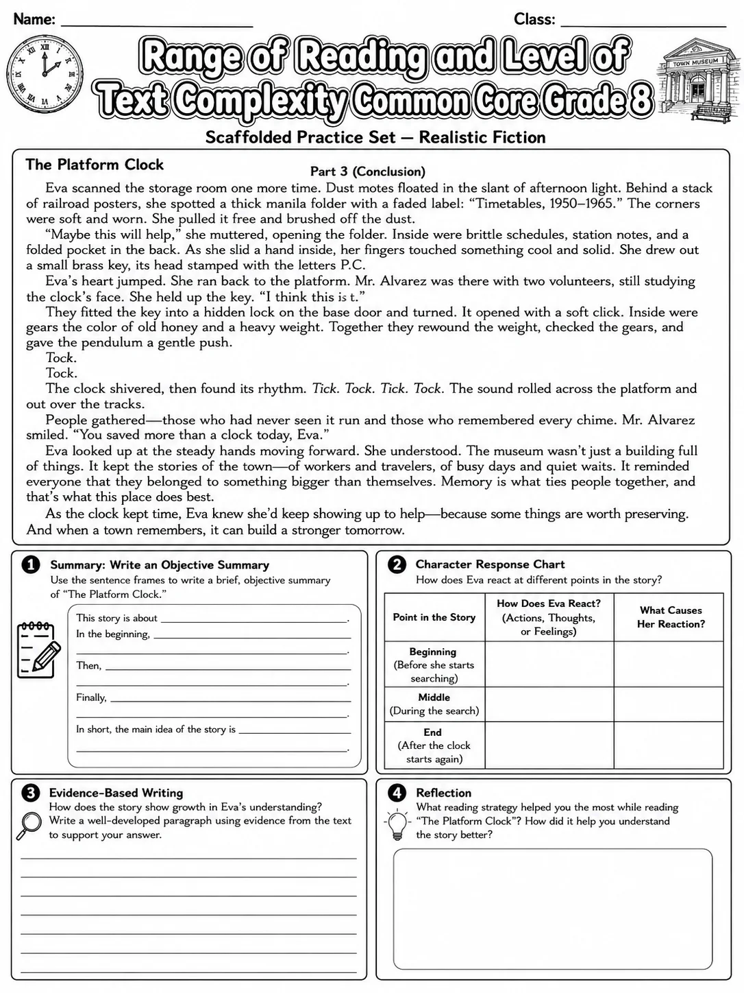 Range of Reading and Level of Text Complexity Common Core Grade 8 page 3 printable Common Core ELA worksheet preview