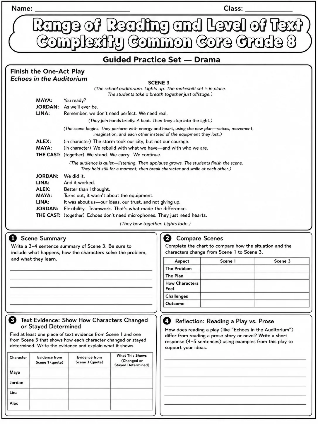 Range of Reading and Level of Text Complexity Common Core Grade 8 page 6 printable Common Core ELA worksheet preview