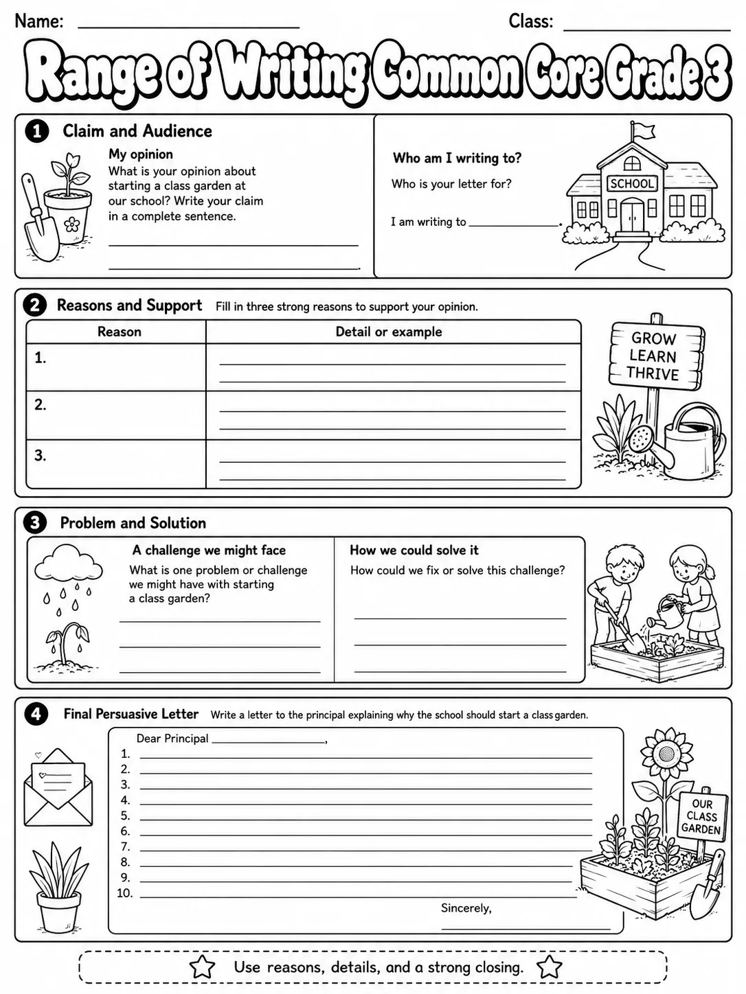 Range of Writing Common Core Grade 3 page 9 printable Common Core ELA worksheet preview