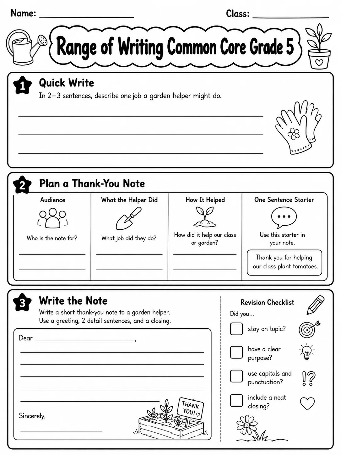 Range of Writing Common Core Grade 5 printable Common Core ELA Grade 5 worksheet preview from KiwiBee