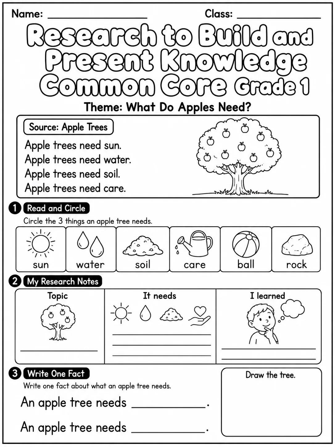 Research to Build and Present Knowledge Common Core Grade 1