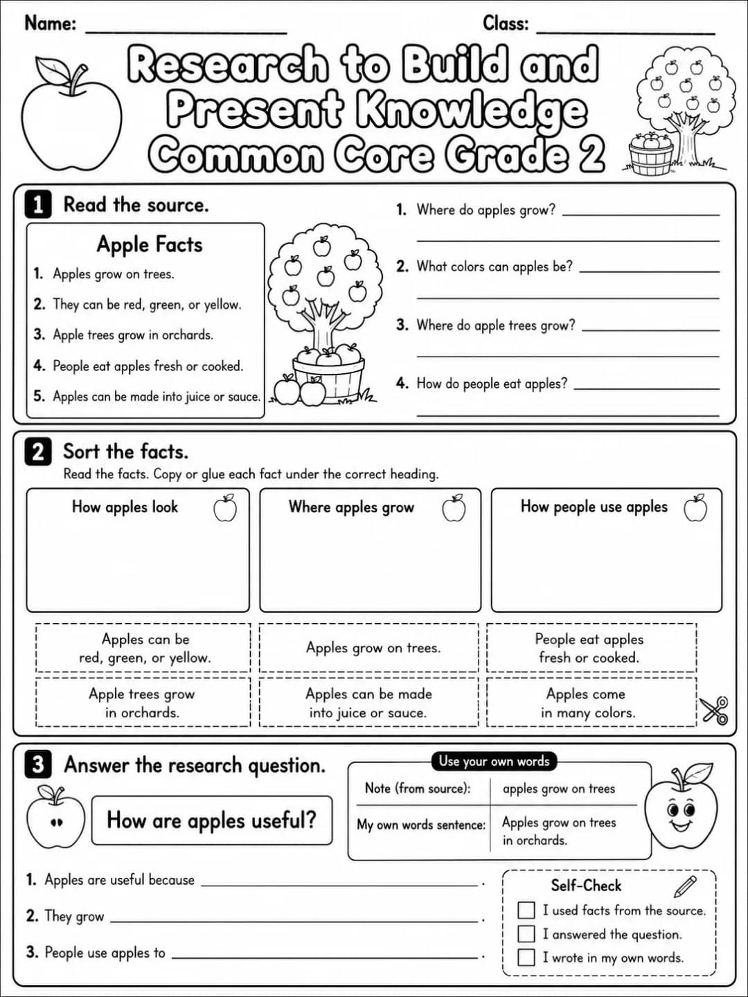 Research to Build and Present Knowledge Common Core Grade 2 printable Common Core ELA Grade 2 worksheet preview from KiwiBee
