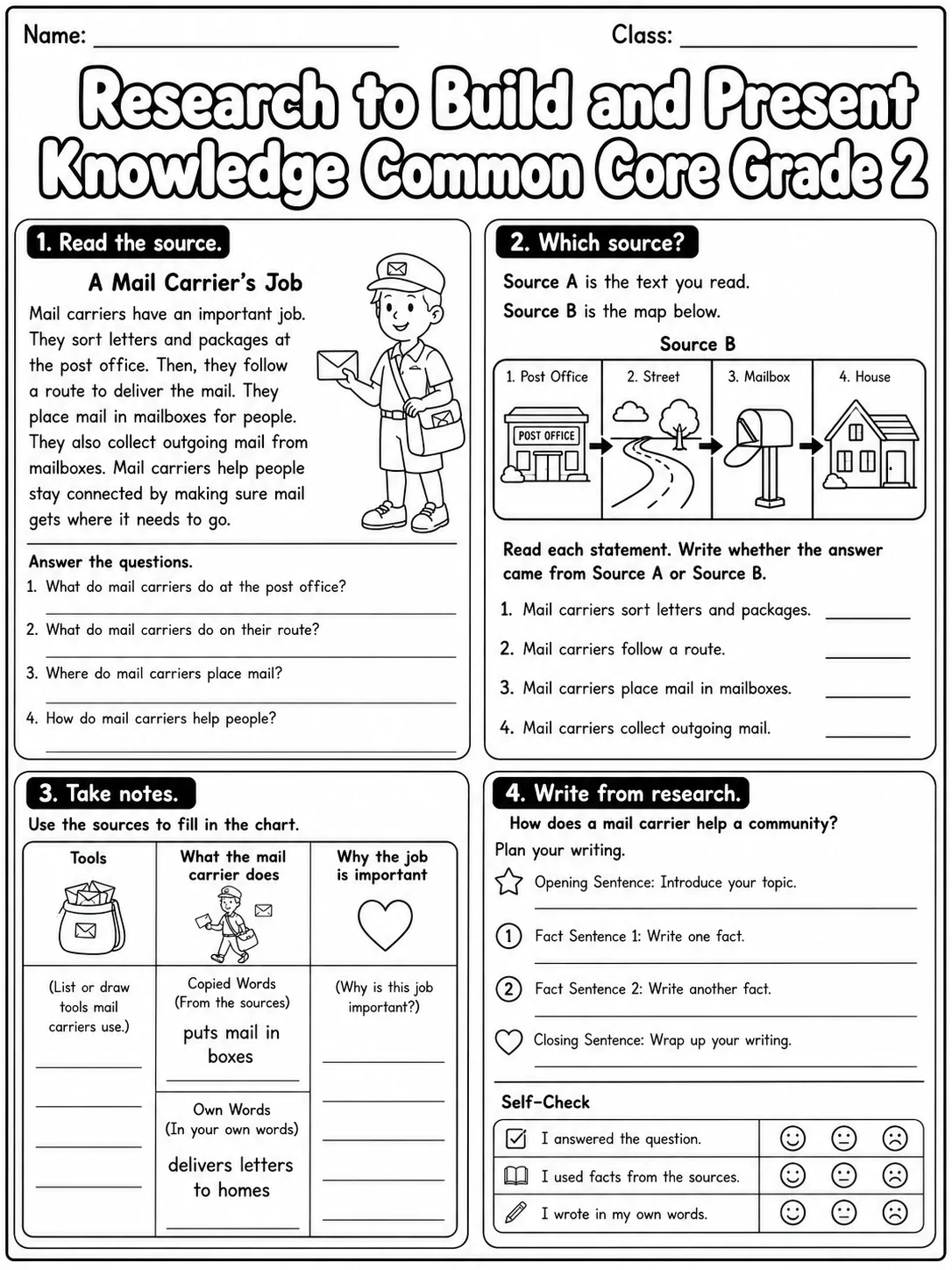 Research to Build and Present Knowledge Common Core Grade 2 page 5 printable Common Core ELA worksheet preview