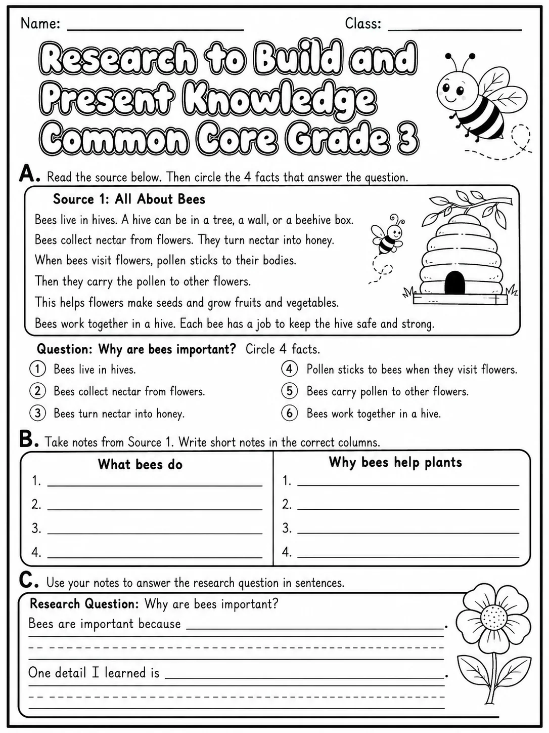 Research to Build and Present Knowledge Common Core Grade 3