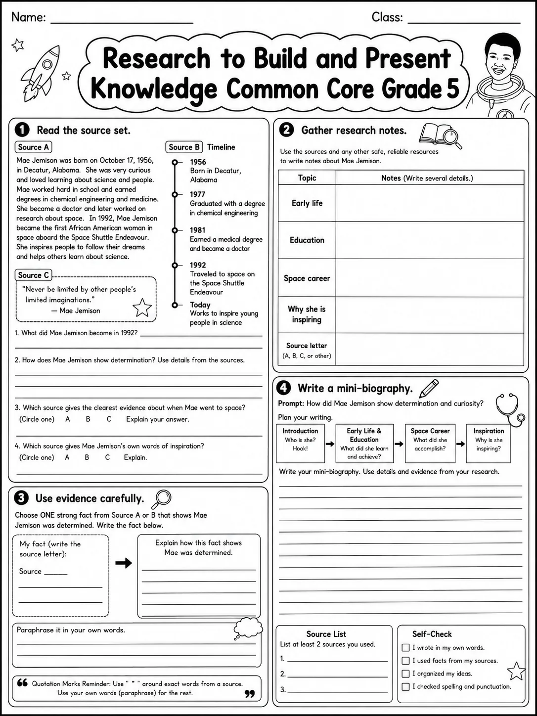 Research to Build and Present Knowledge Common Core Grade 5 page 9 printable Common Core ELA worksheet preview