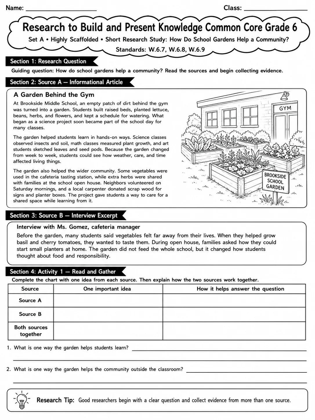 Research to Build and Present Knowledge Common Core Grade 6