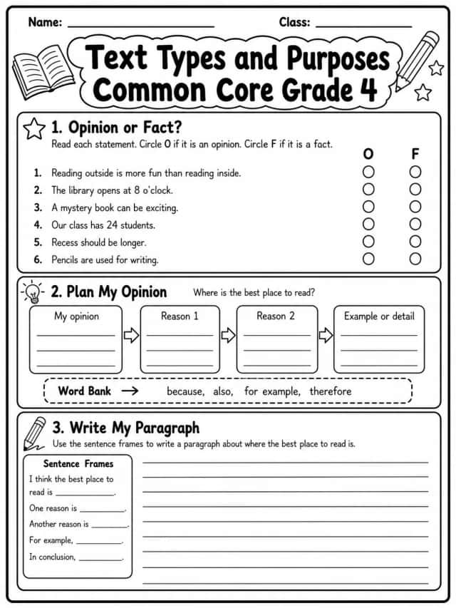 Text Types and Purposes Common Core Grade 4