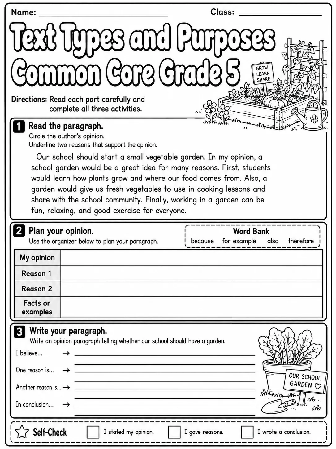 Text Types and Purposes Common Core Grade 5