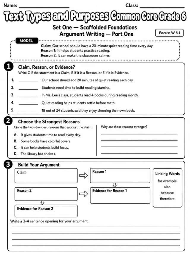 Text Types and Purposes Common Core Grade 6