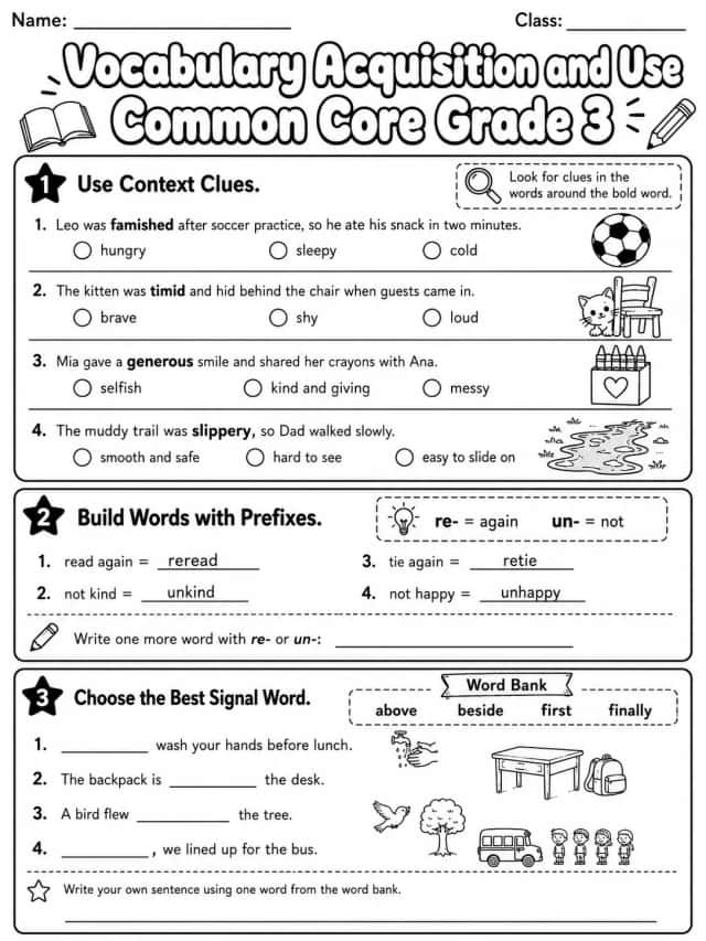 Vocabulary Acquisition and Use Common Core Grade 3