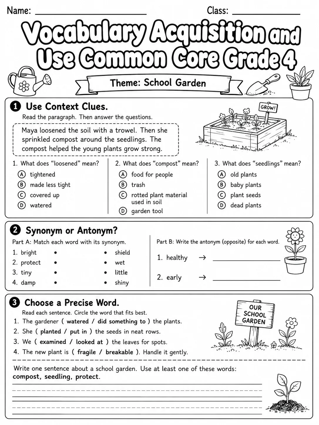Vocabulary Acquisition and Use Common Core Grade 4