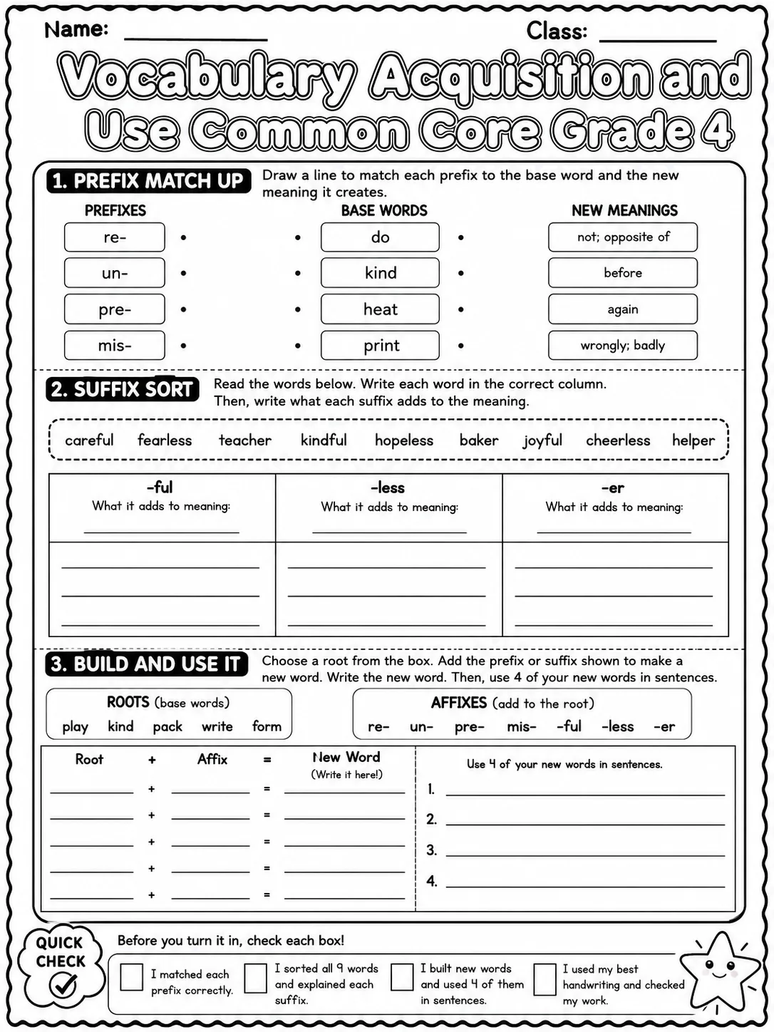 Vocabulary Acquisition and Use Common Core Grade 4