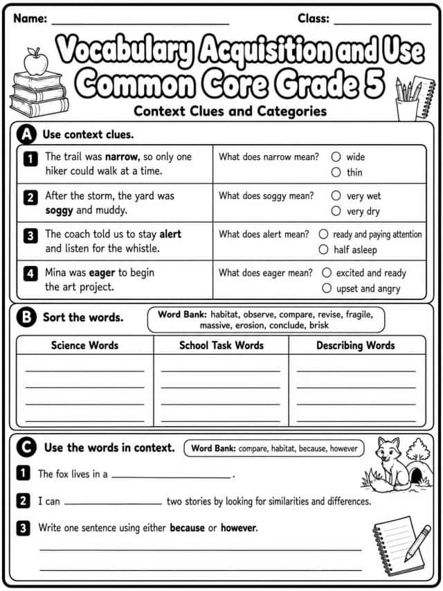Vocabulary Acquisition and Use Common Core Grade 5