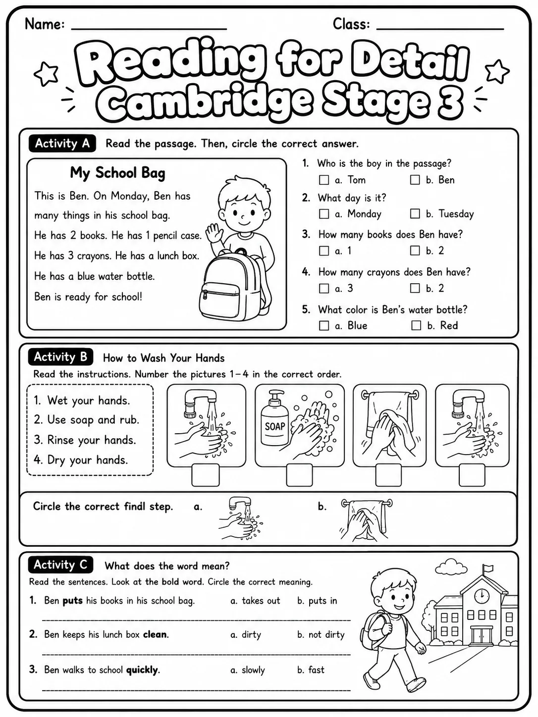 Reading for Detail Cambridge Stage 3