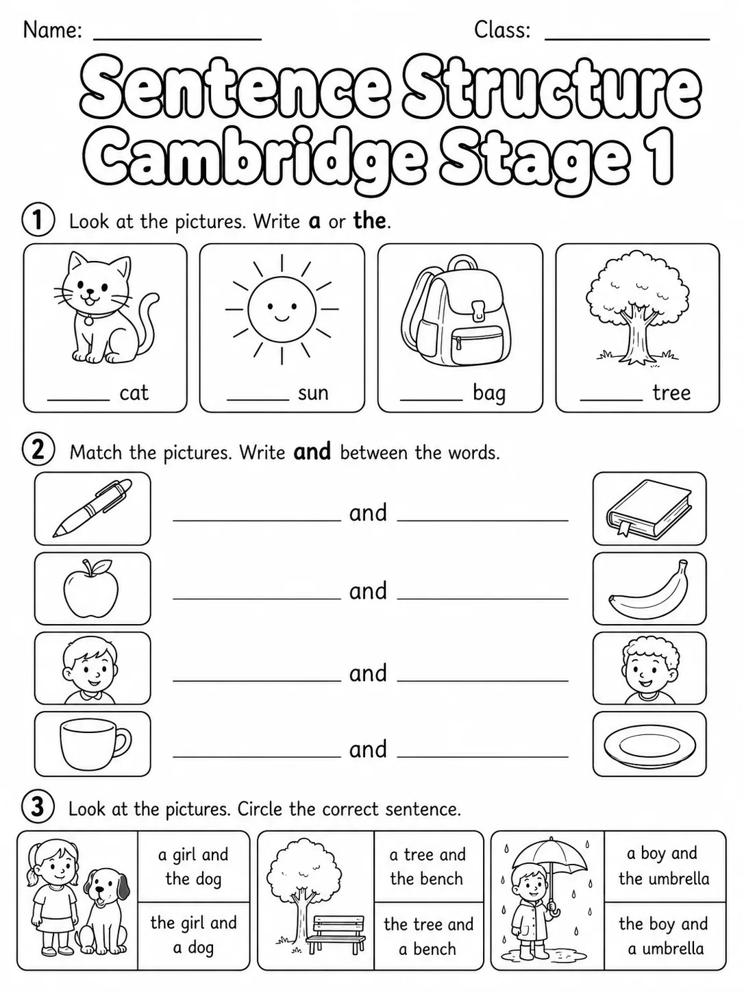 Sentence Structure Cambridge Stage 1