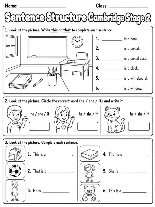 Sentence Structure Cambridge Stage 2