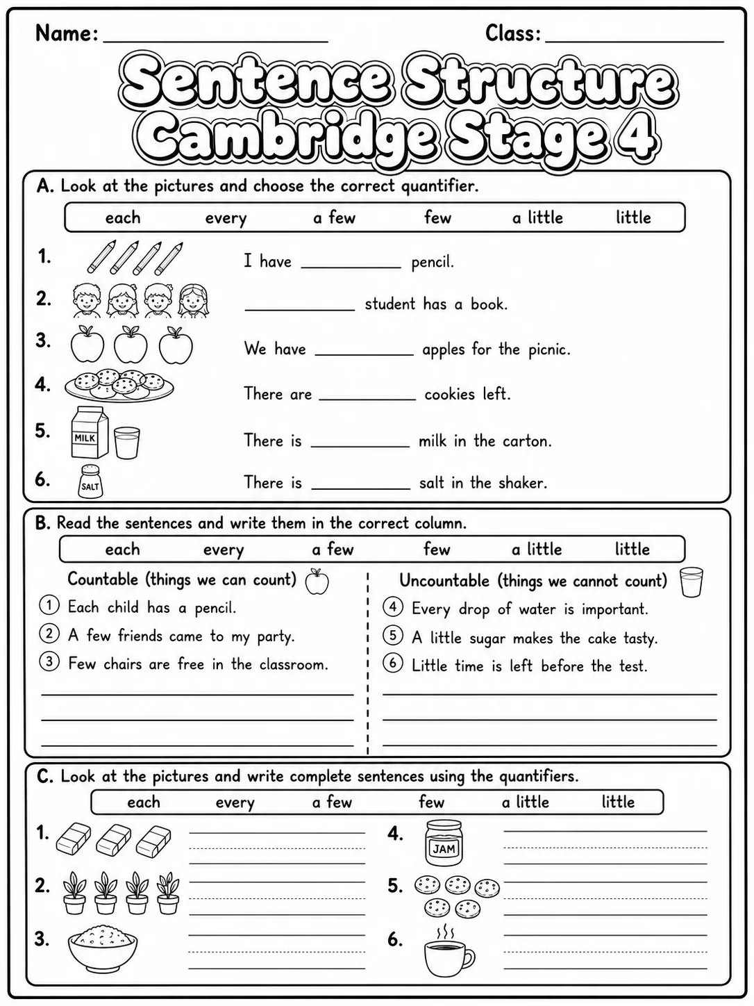 Sentence Structure Cambridge Stage 4