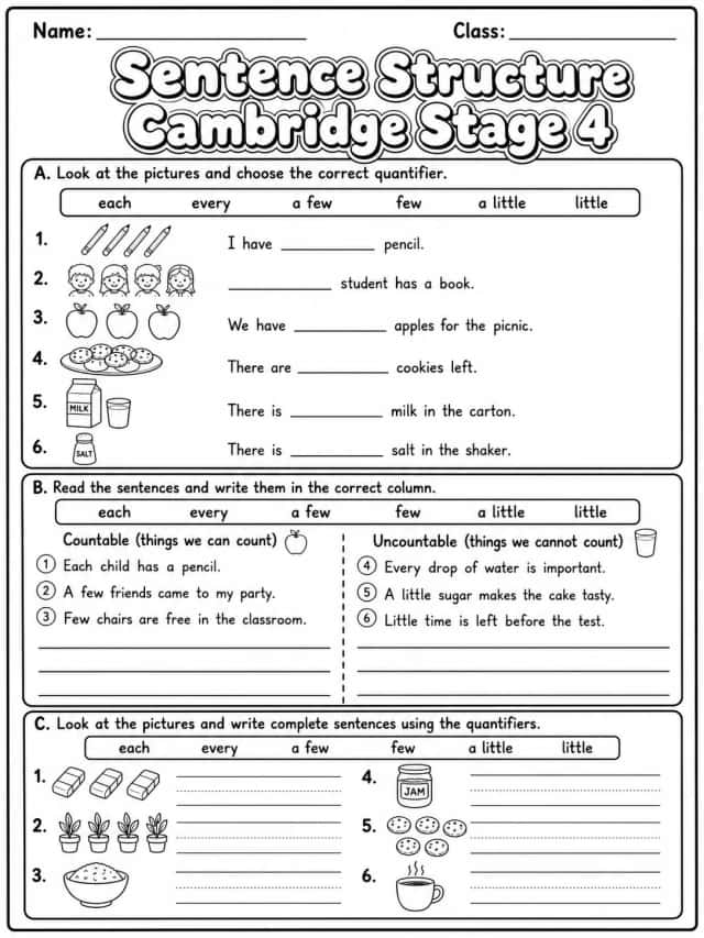 Sentence Structure Cambridge Stage 4