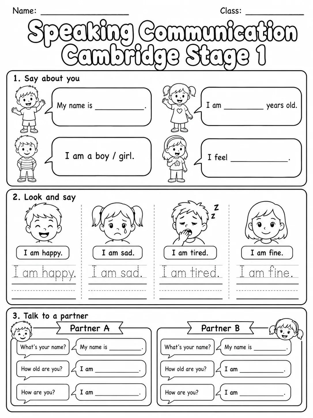 Speaking Communication Cambridge Stage 1