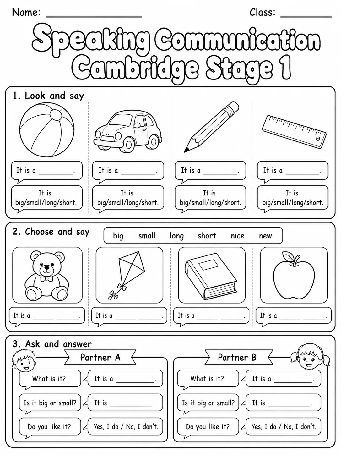 Speaking Communication Cambridge Stage 1