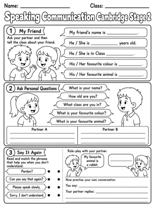 Speaking Communication Cambridge Stage 2