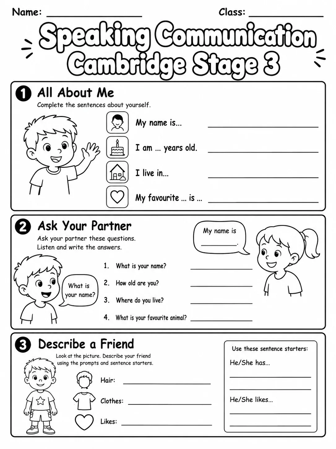 Speaking Communication Cambridge Stage 3