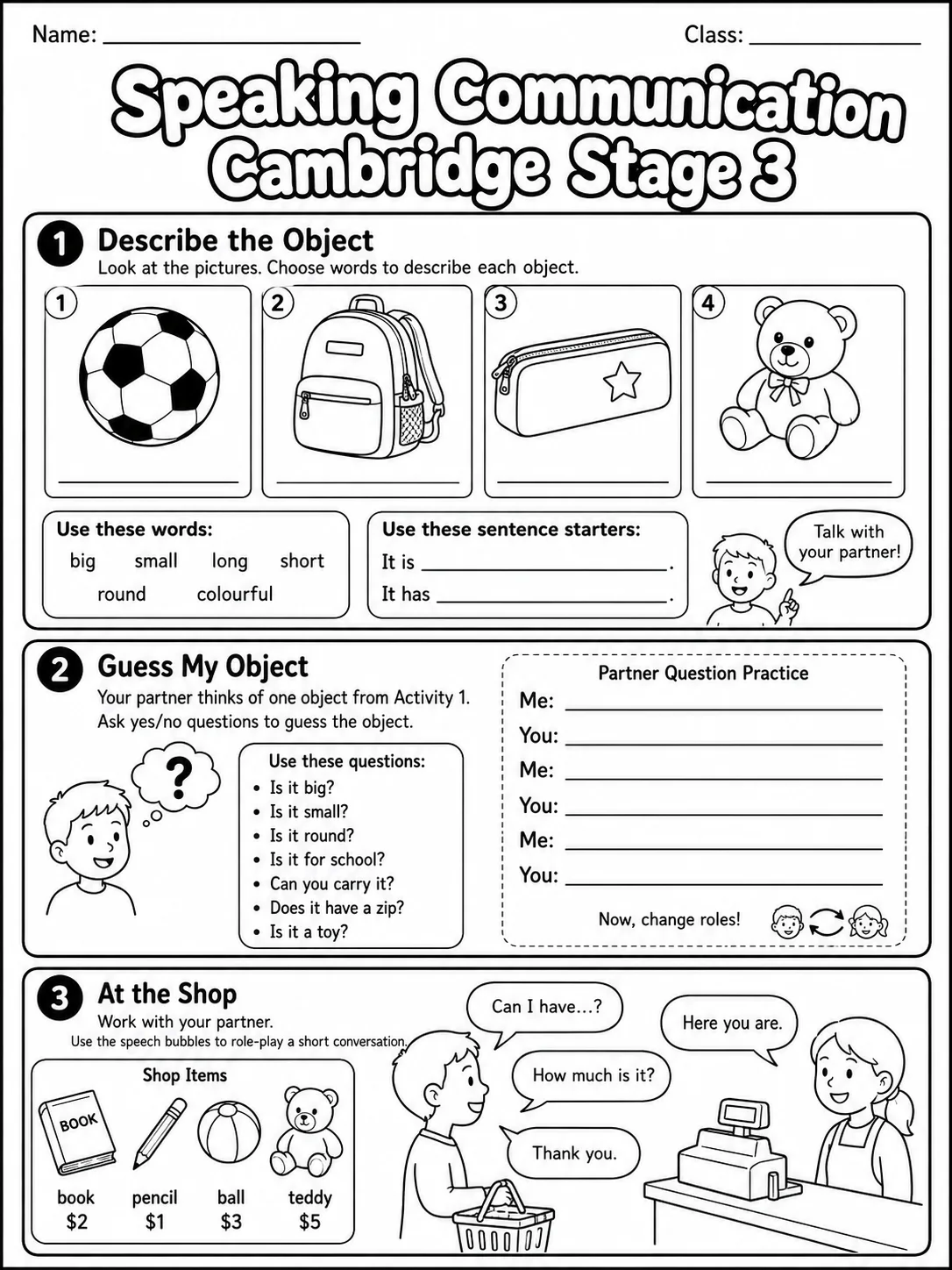 Speaking Communication Cambridge Stage 3
