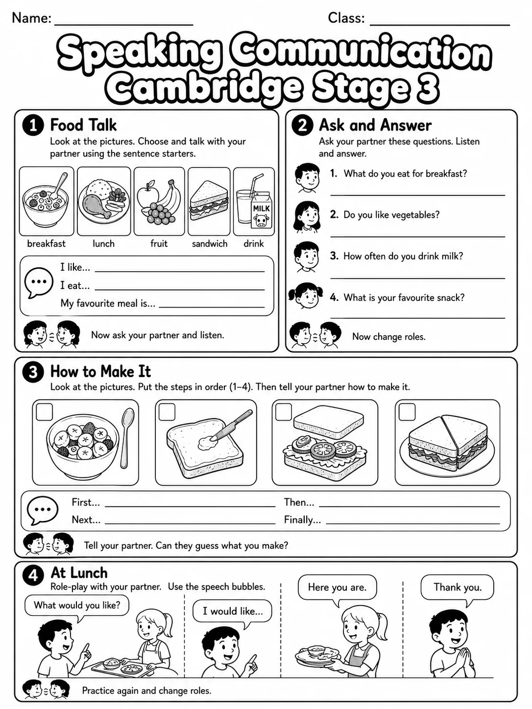 Speaking Communication Cambridge Stage 3