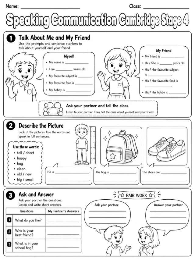 Speaking Communication Cambridge Stage 4