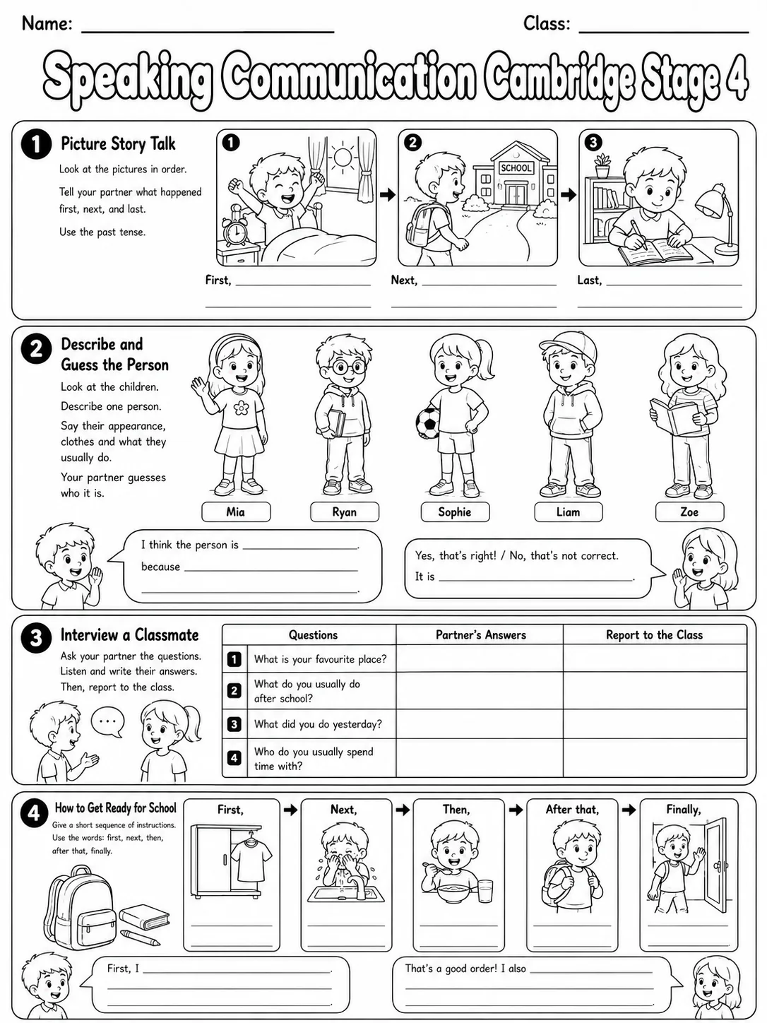 Speaking Communication Cambridge Stage 4