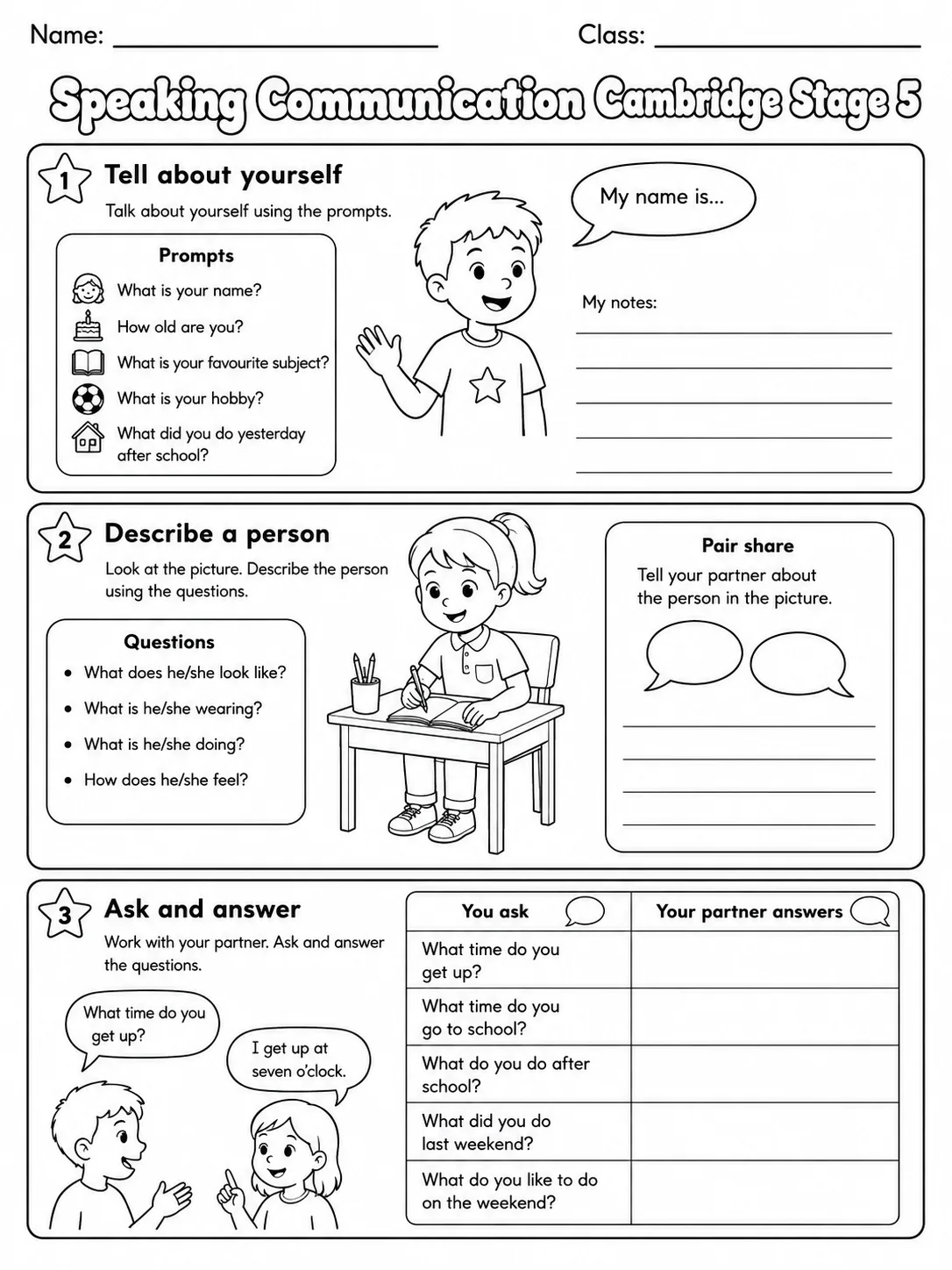 Speaking Communication Cambridge Stage 5