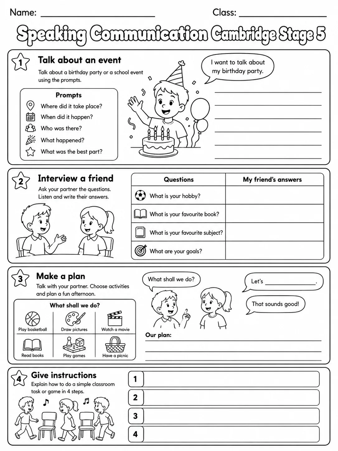 Speaking Communication Cambridge Stage 5