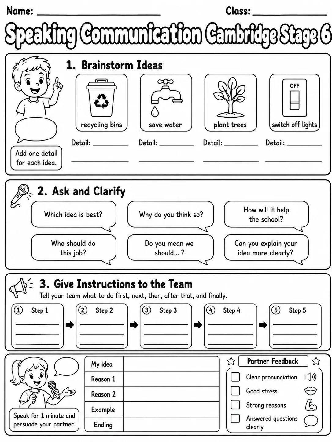 Speaking Communication Cambridge Stage 6