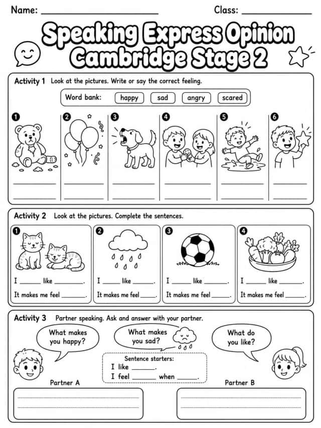 Speaking Express Opinion Cambridge Stage 2