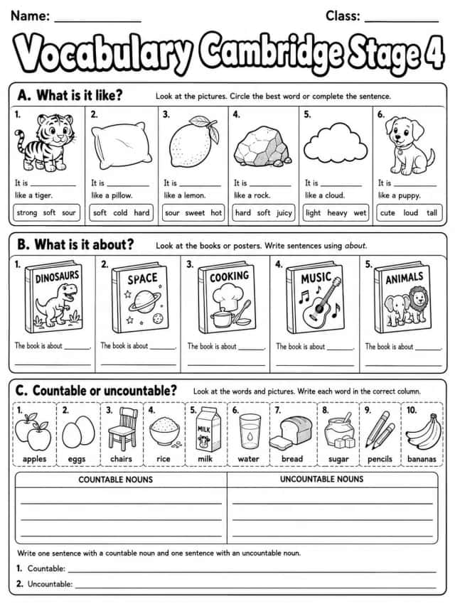 Vocabulary Cambridge Stage 4