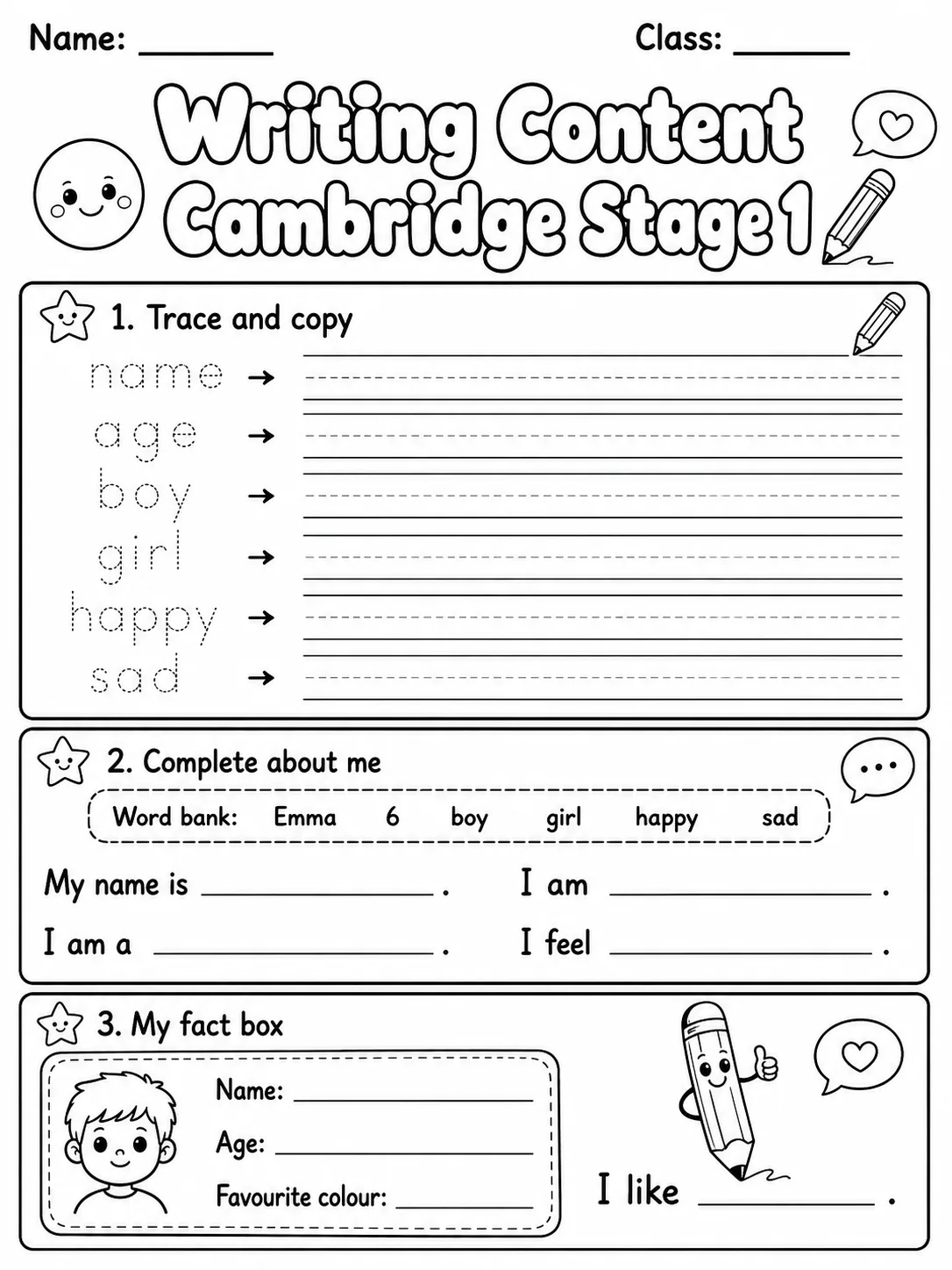 Writing Content Cambridge Stage 1