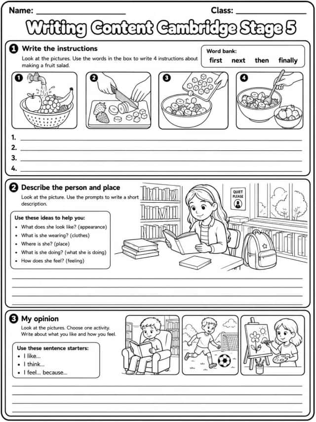 Writing Content Cambridge Stage 5