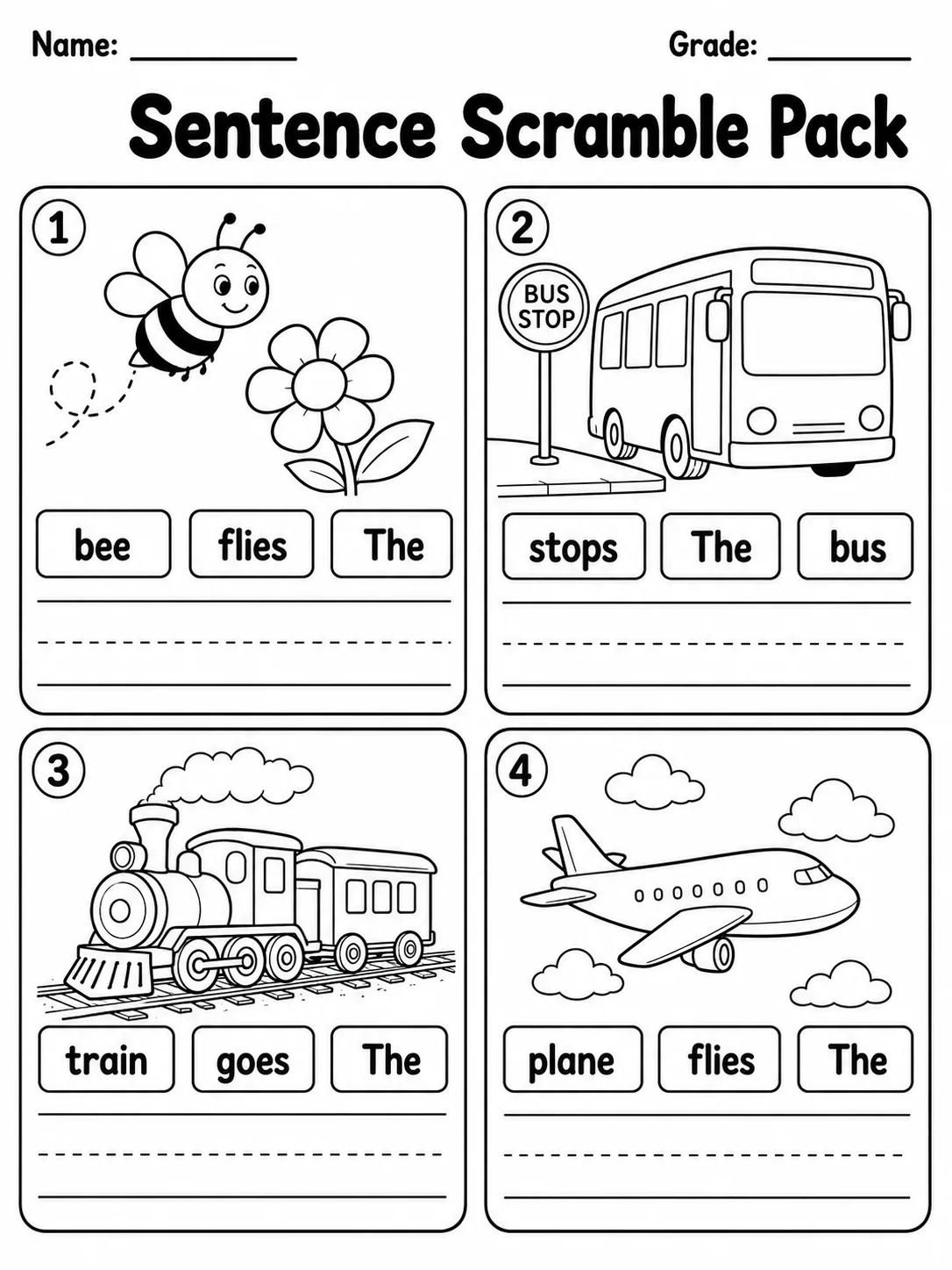 Sentence Scramble Pack page 3 printable worksheet preview