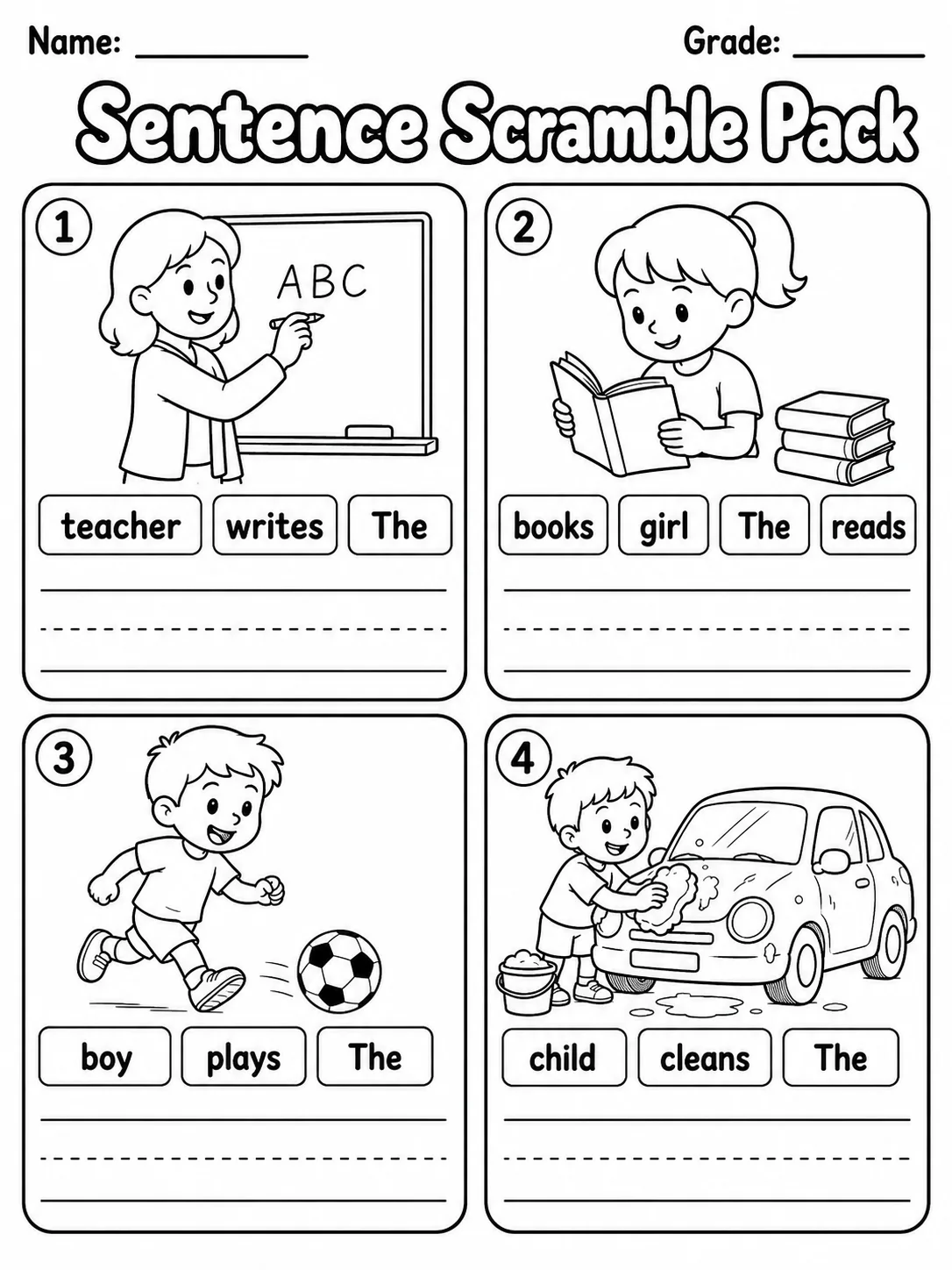 Sentence Scramble Pack page 5 printable worksheet preview