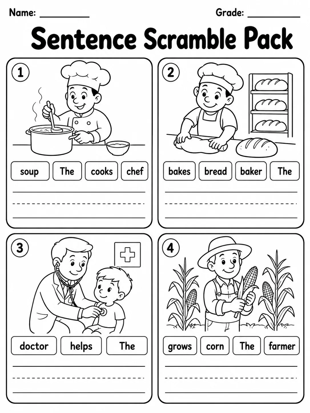 Sentence Scramble Pack page 6 printable worksheet preview