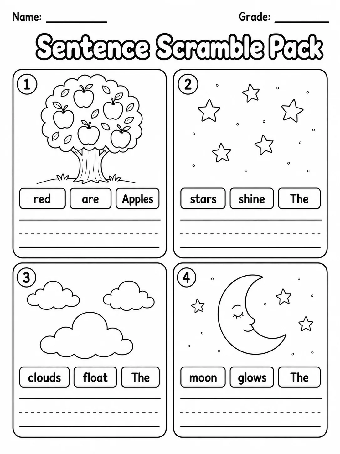 Sentence Scramble Pack page 9 printable worksheet preview