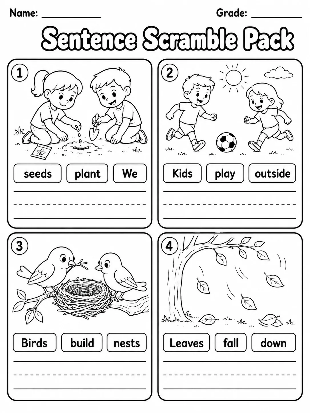 Sentence Scramble Pack page 10 printable worksheet preview