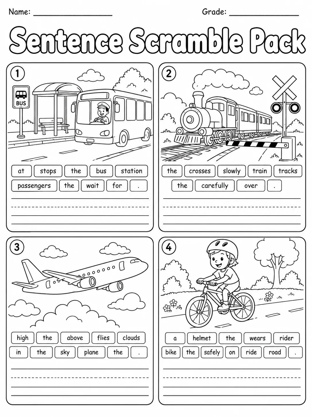 Sentence Scramble Pack page 4 printable worksheet preview